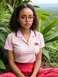 A 19 year old Ethiopian girl with huge tits and perky butt in Jamaica's Stush in the Bush