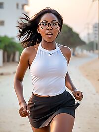 Sultry young woman with stunning physique walks the deserted streets of Tel Aviv