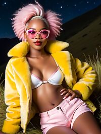 A tall slender African girl under the moonlit trees of Nyika Plateau National Park